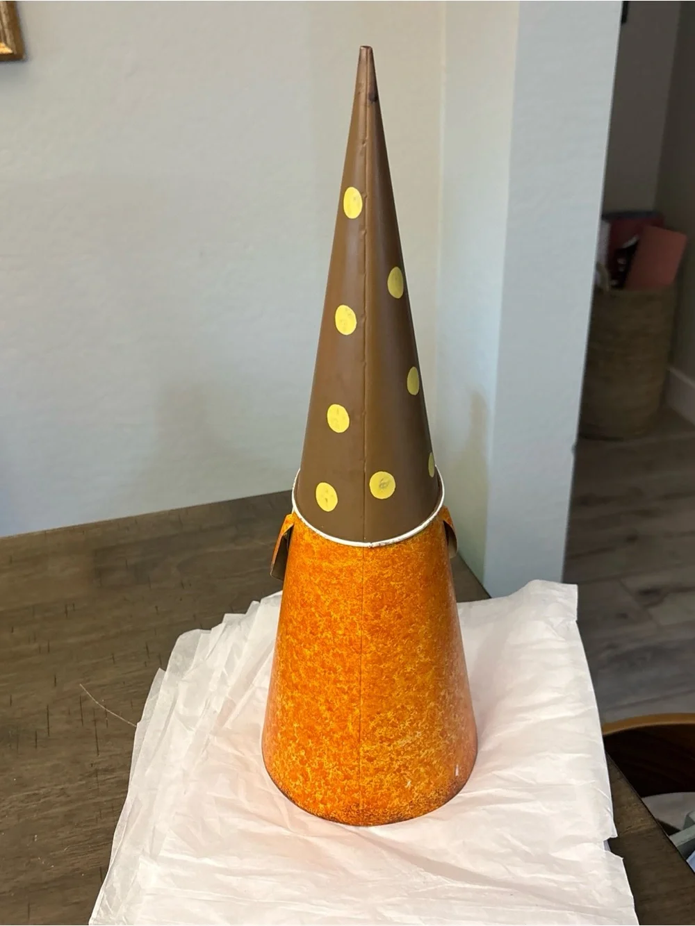 Fall Harvest Autumn Male Metal Cone Shaped 16”